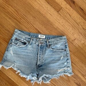 Agolde Women's Frayed Hem Jean Shorts - Light Blue